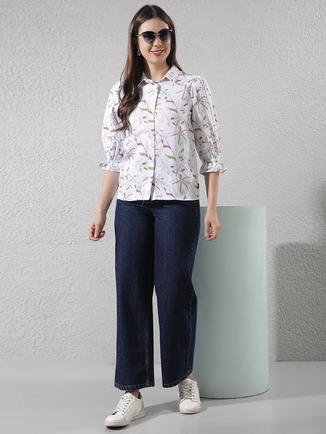 Green Floral Print 100% Cotton Shirt