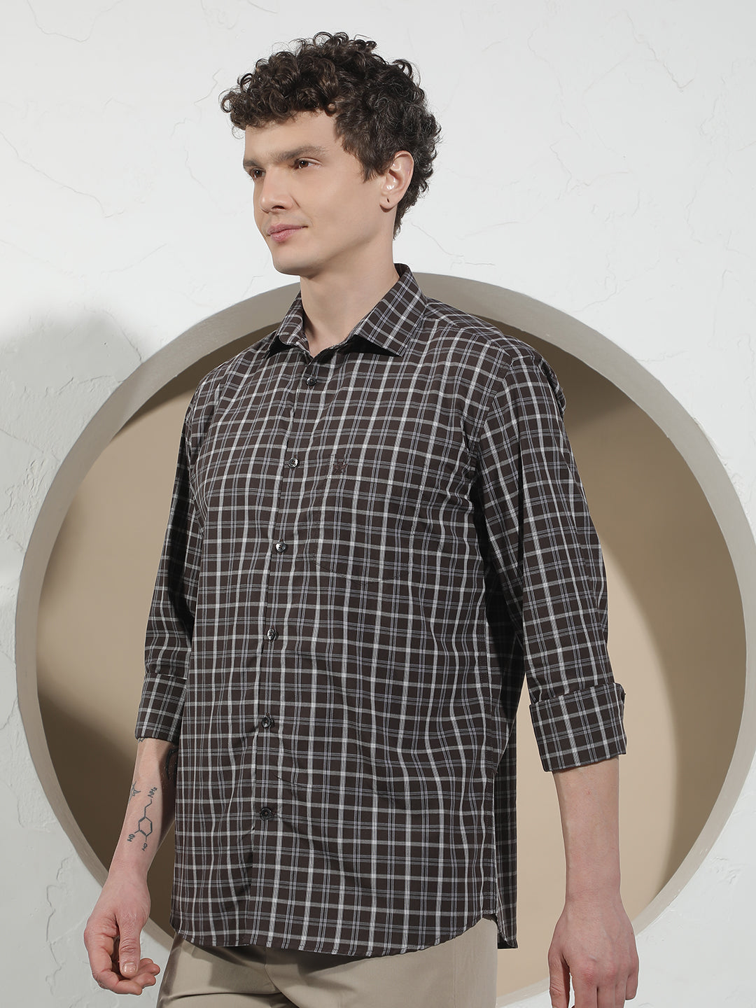 Wine Checked 100% Cotton Shirt