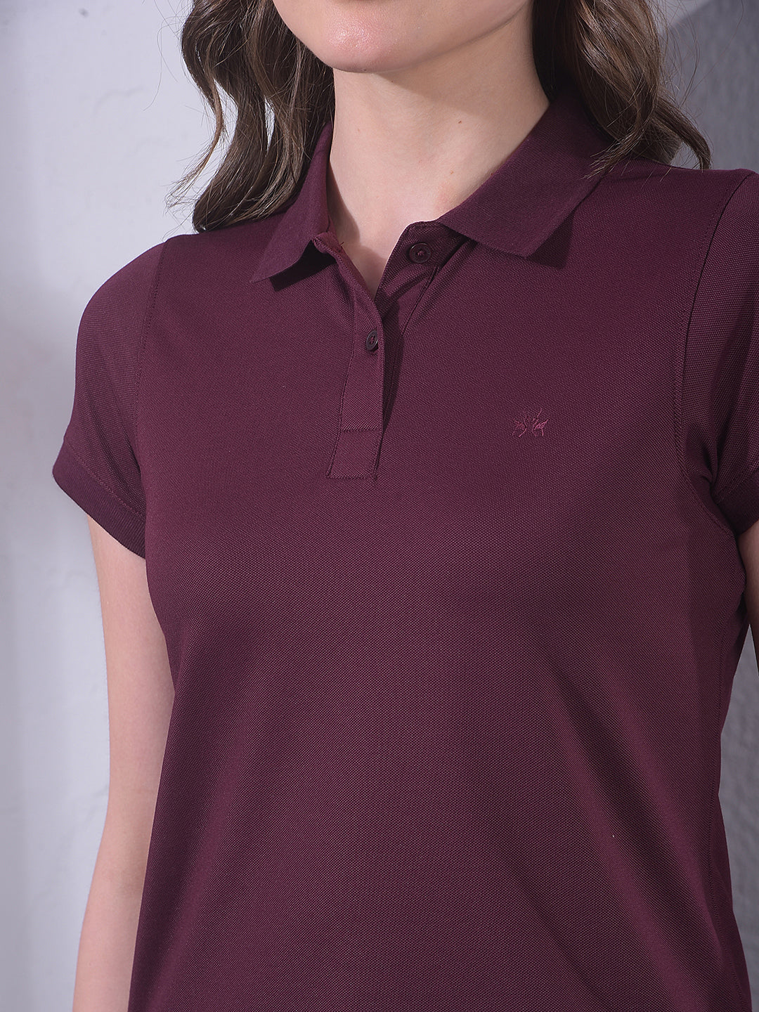 Wine Polo Neck T-Shirt