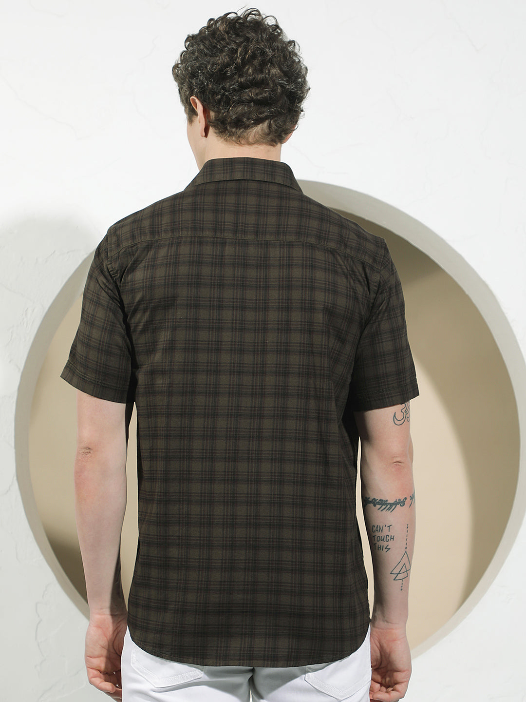 Brown Checked 100% Cotton Shirt