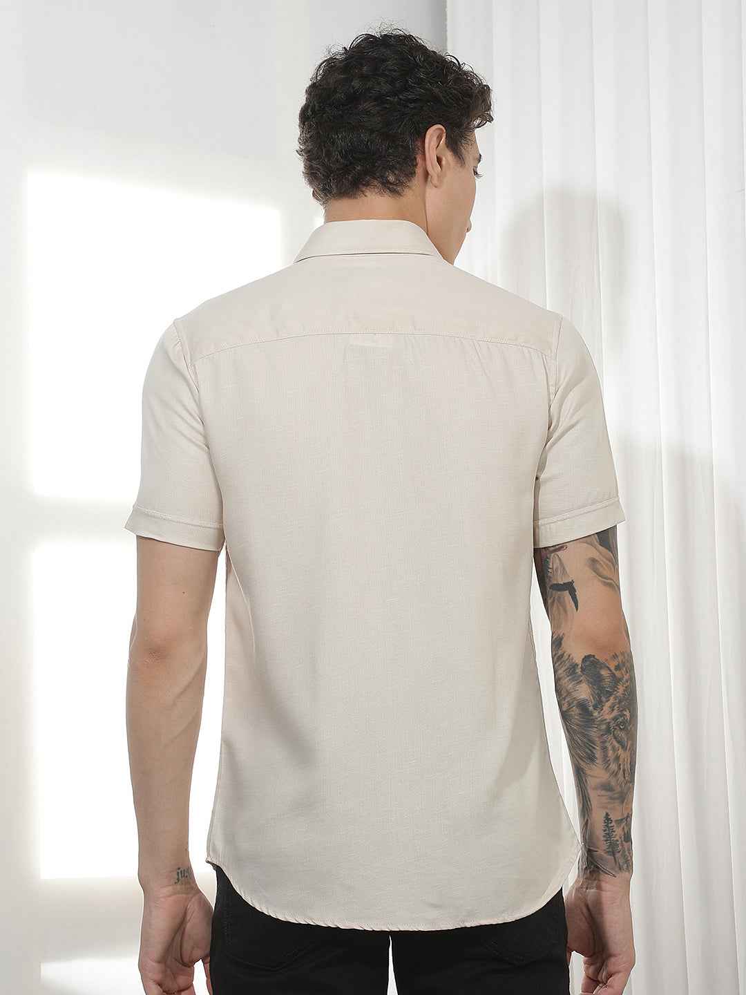 Elegant Beige Casual Shirt