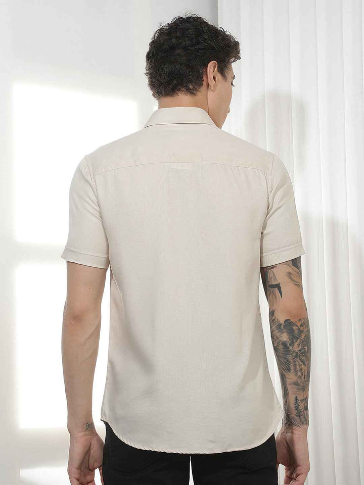 Elegant Beige Casual Shirt