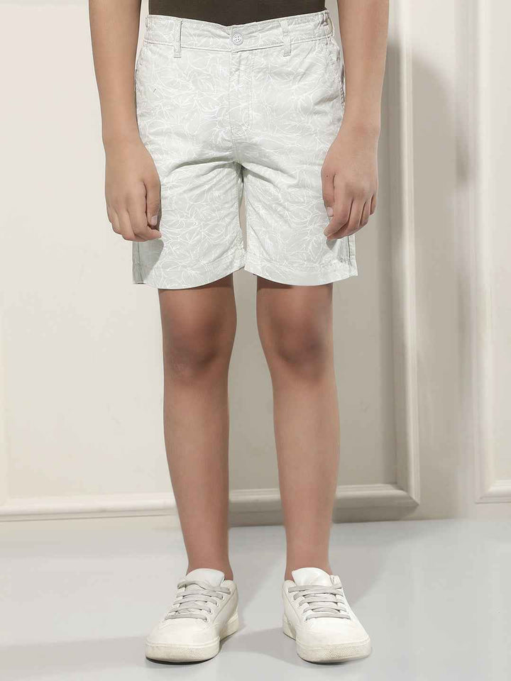 Green Floral Print 100% Cotton Shorts