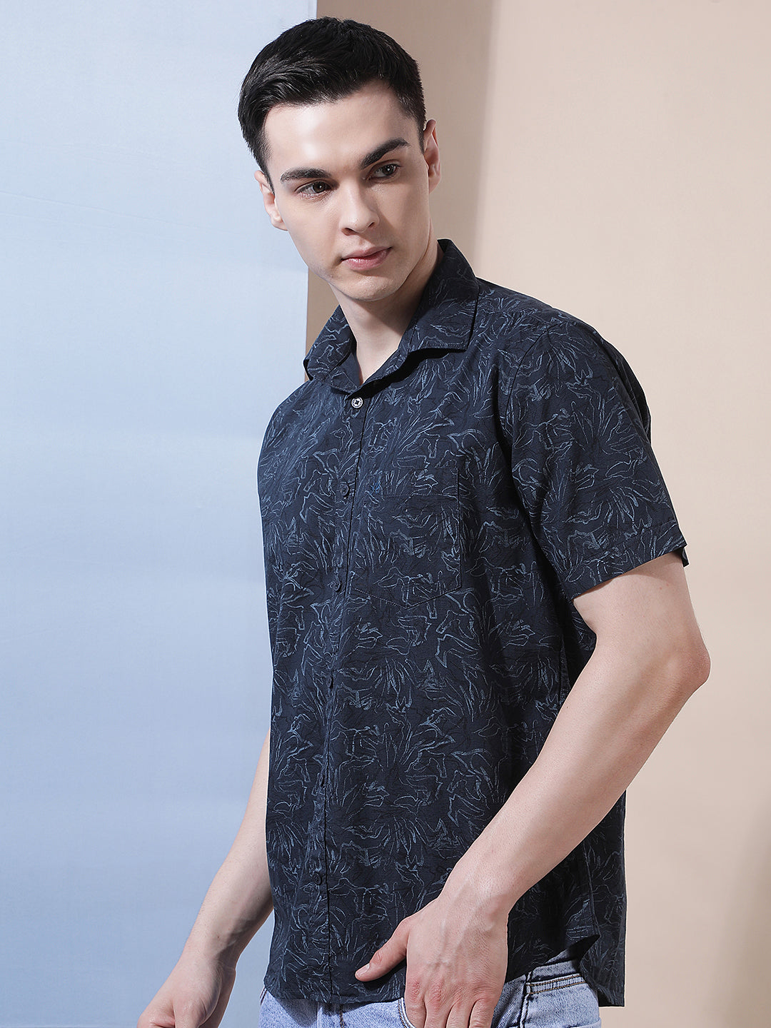 Navy Blue Printed Shirt