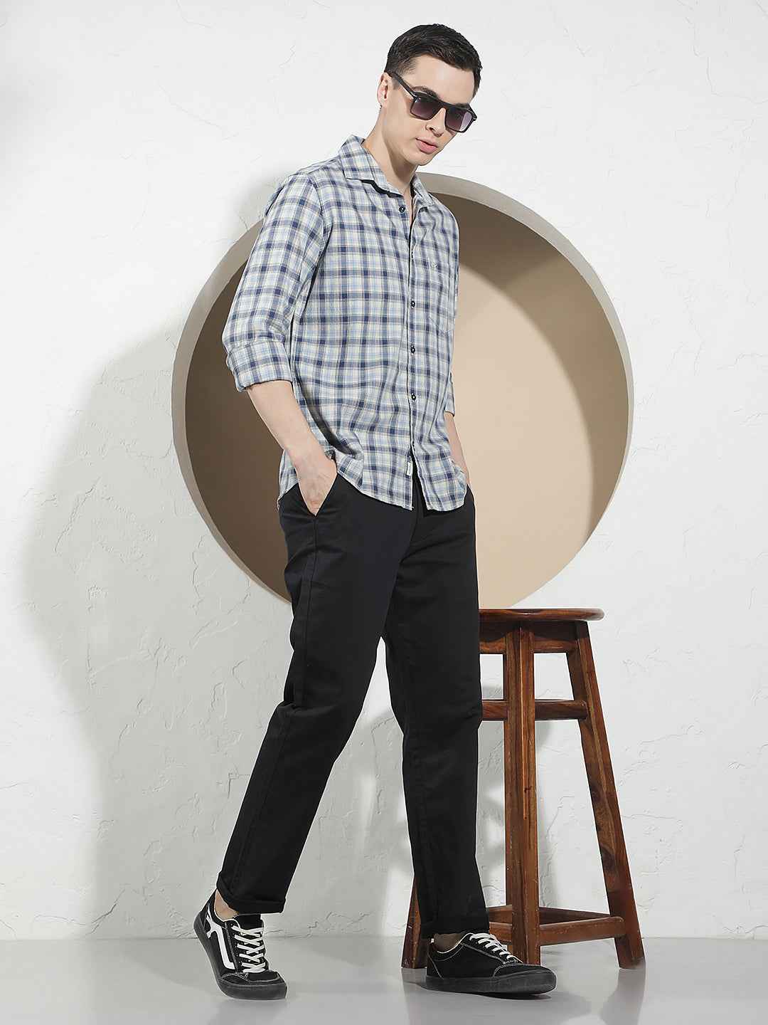 Blue Checked 100% Cotton Shirt