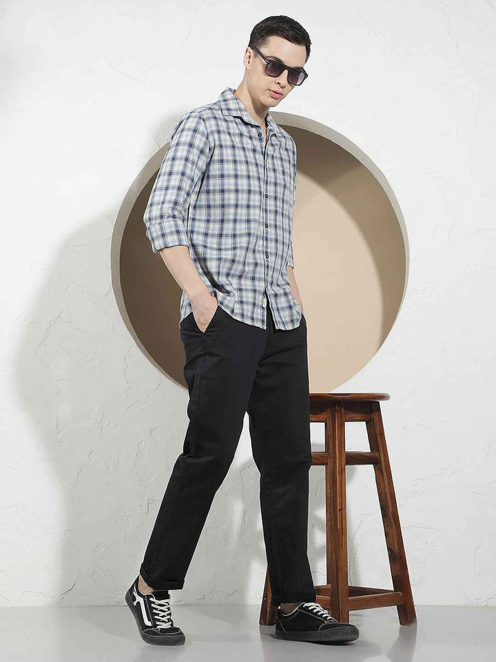 Blue Checked 100% Cotton Shirt