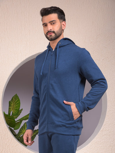 Blue Hooded Neck Sweatshirt