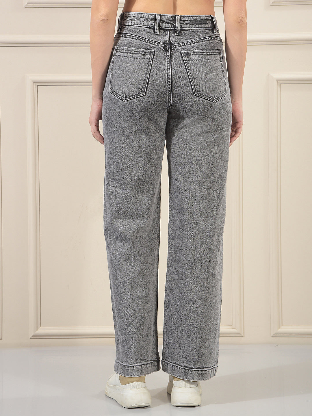 Grey 100% cotton Wide Leg Jeans