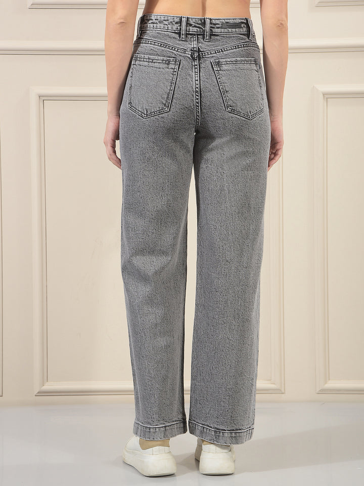 Grey 100% cotton Wide Leg Jeans