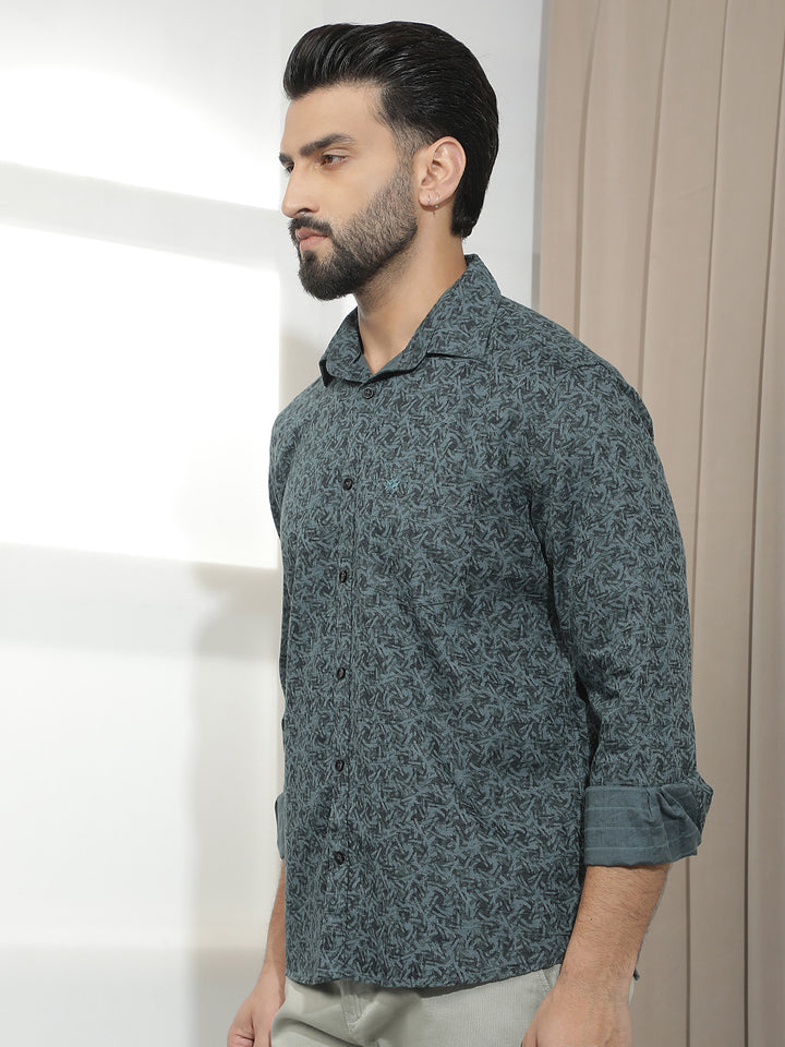Green Abstract Print Shirt