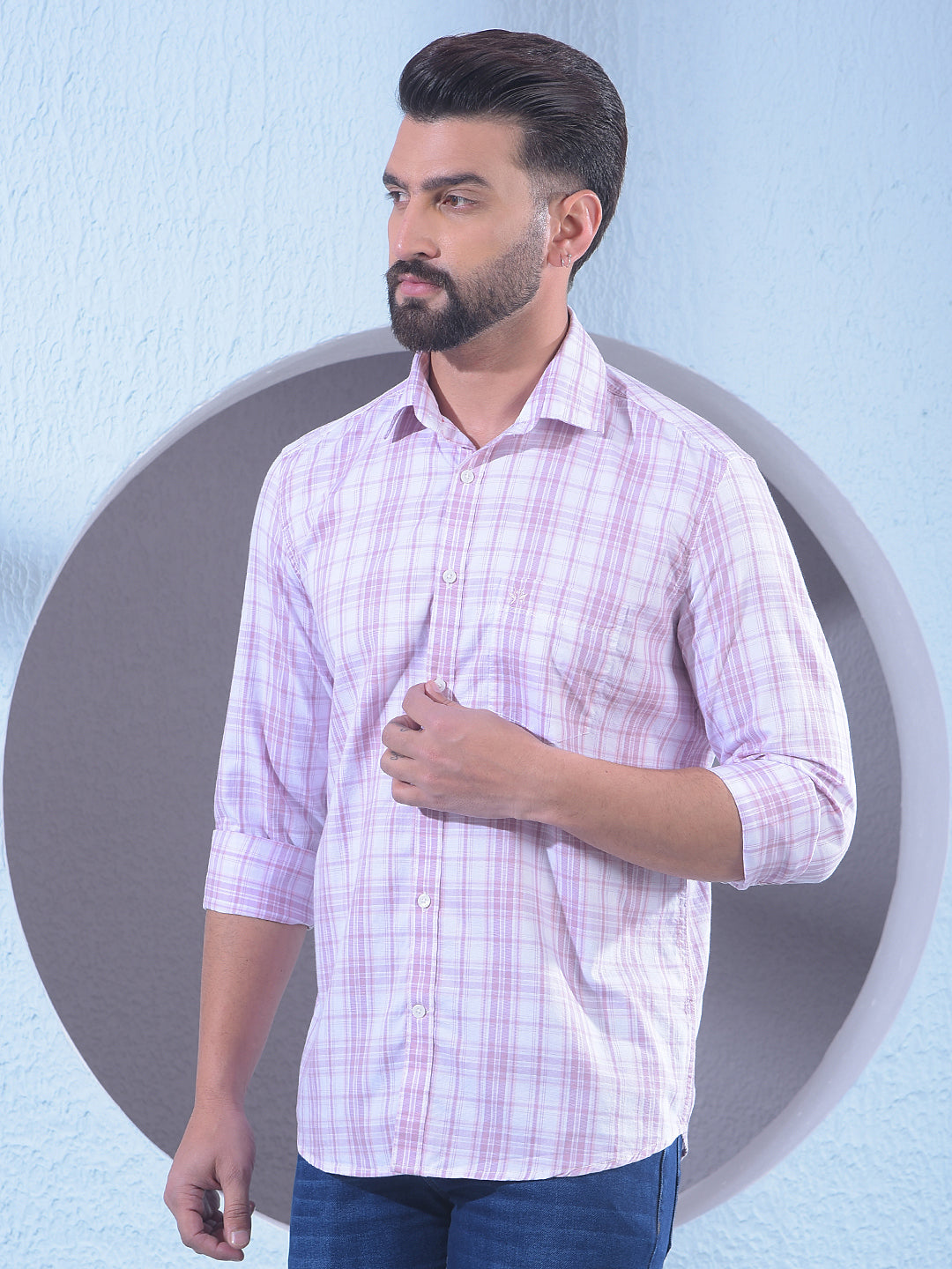 Pink Checked 100% Cotton Shirt