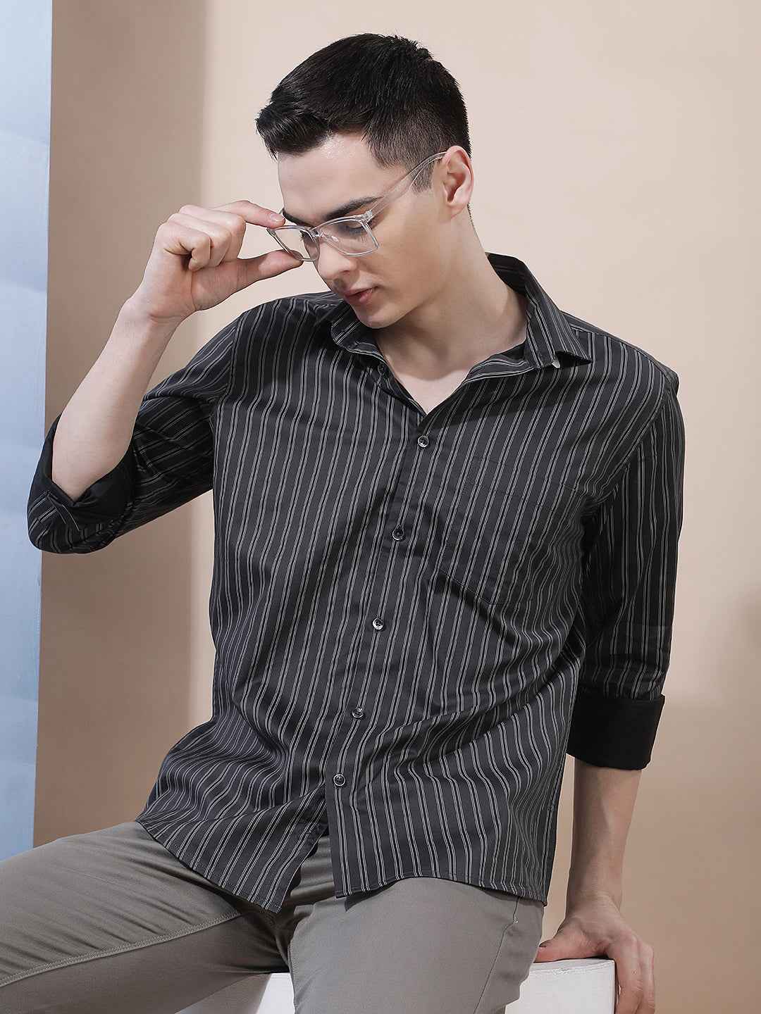 Black Vertical Stripes Shirt