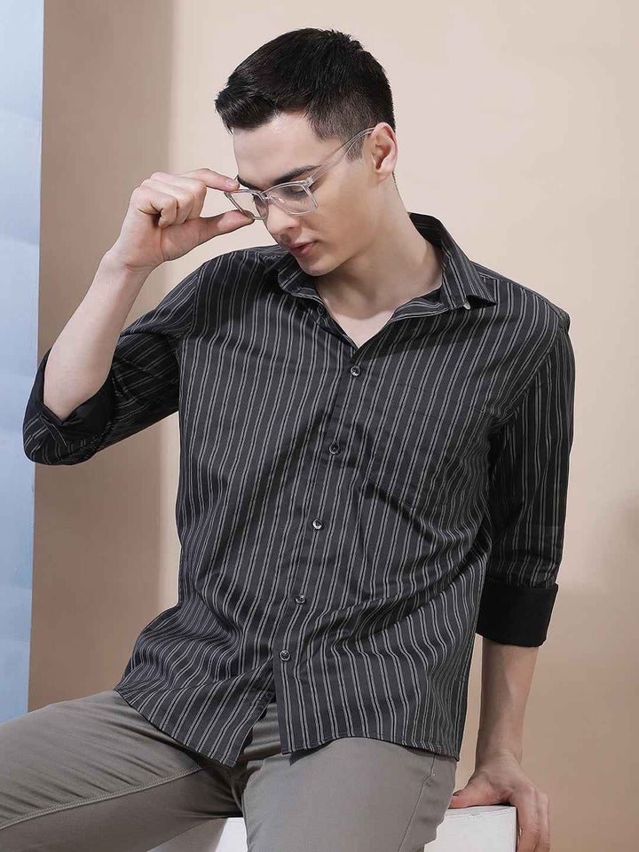 Black Vertical Stripes Shirt