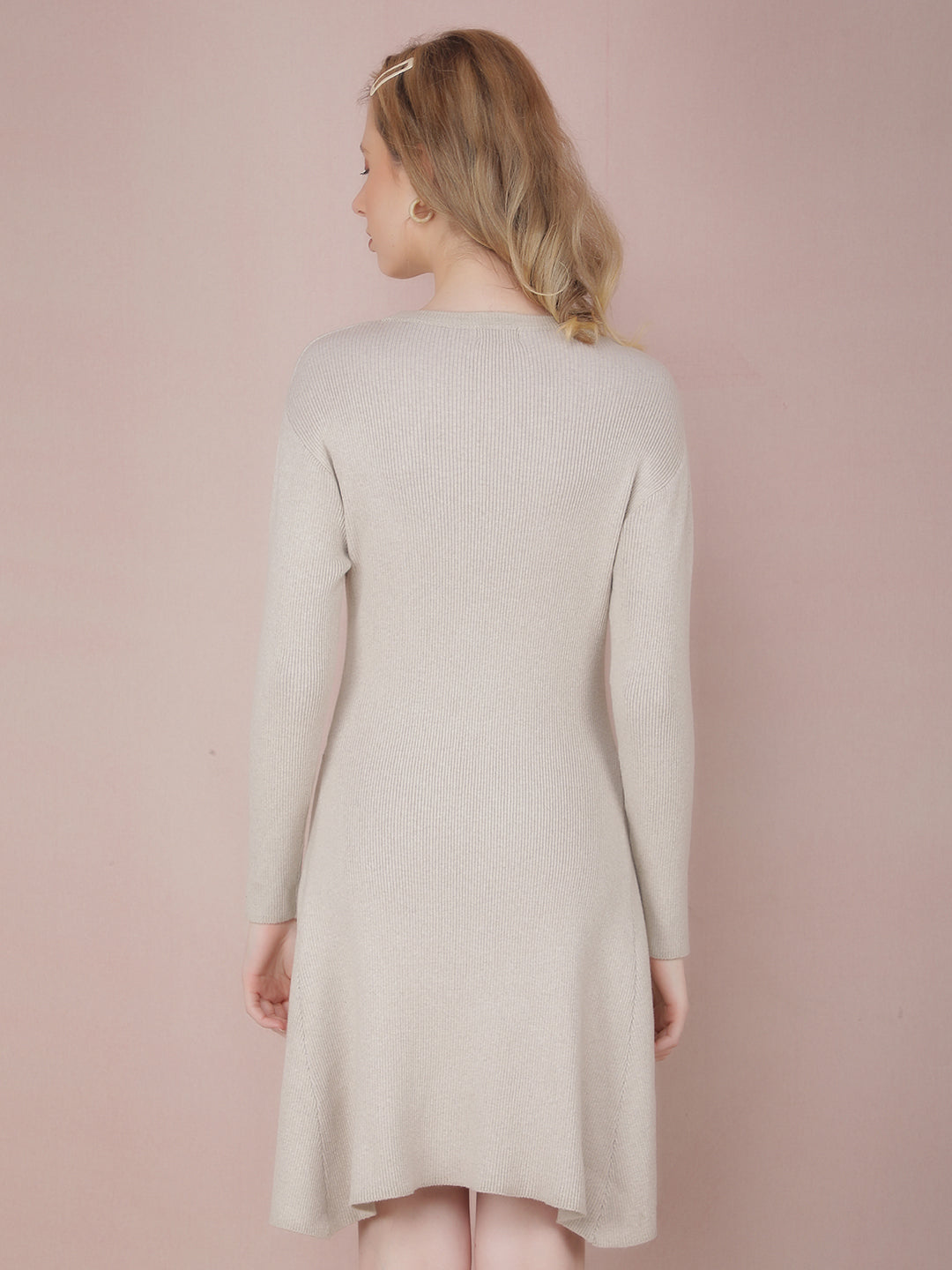 Beige Jacquard Dress