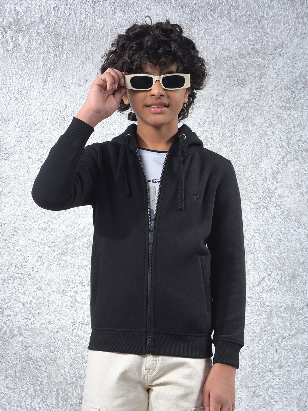 Black Hooded Neck Sweatshirt