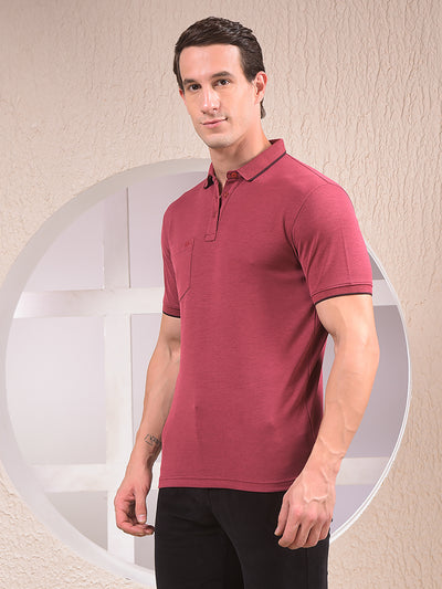 Maroon Polo Neck T-Shirt