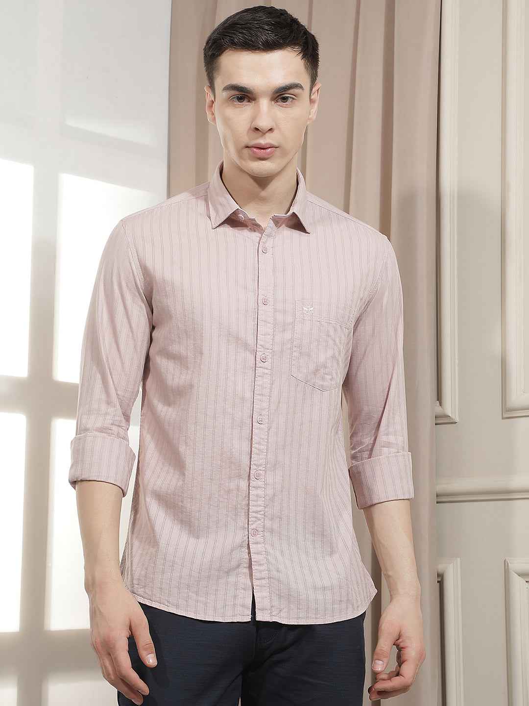 Pink Vertical Stripes Shirt