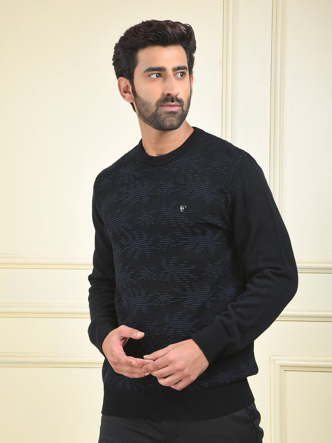 Ultra Soft Black Jacquard Sweater