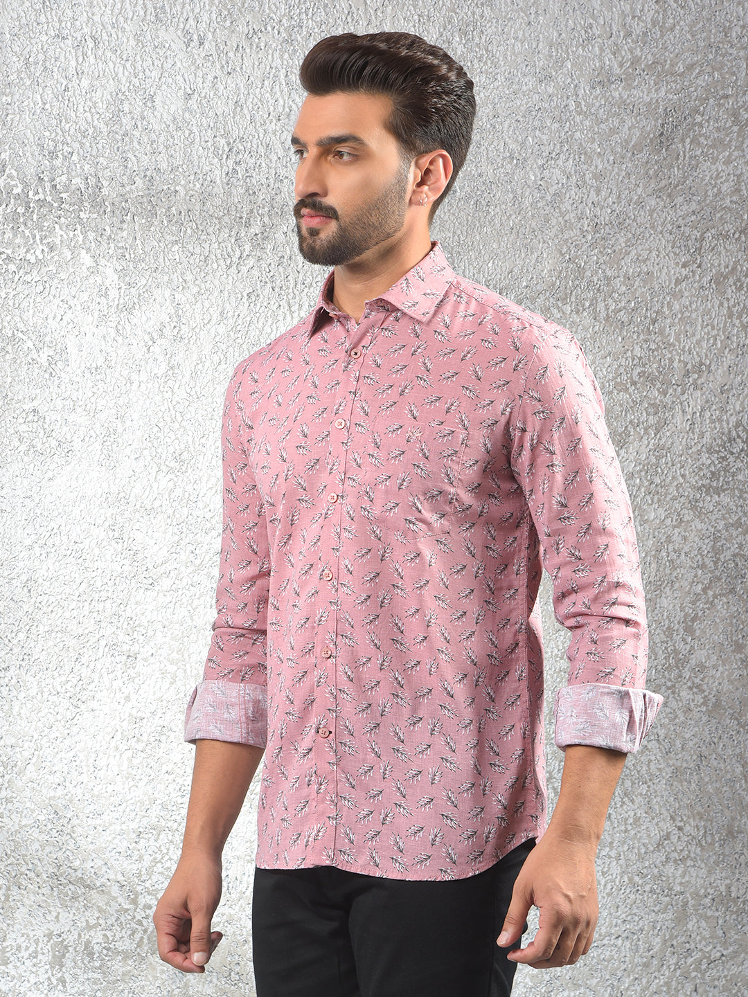 Pink Printed Shirt-Men Shirts-Crimsoune Club