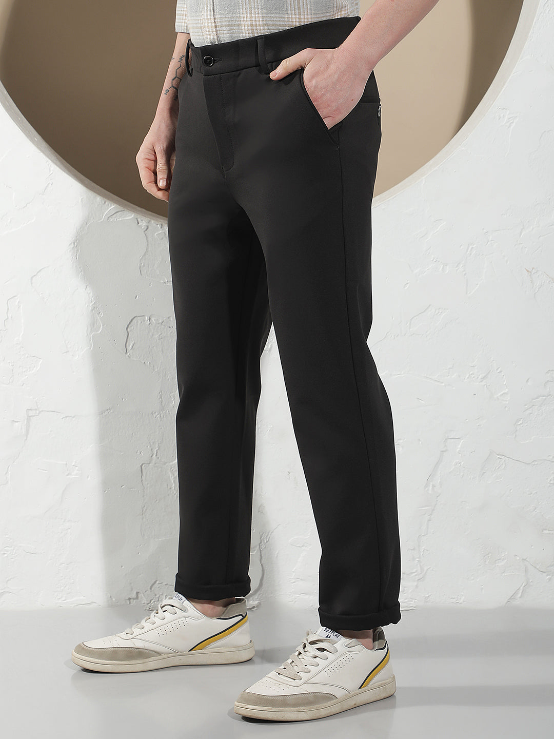 Classic Shadow Black Knitted Trousers