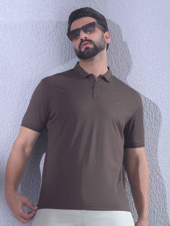 Brown Polo Neck T-Shirt