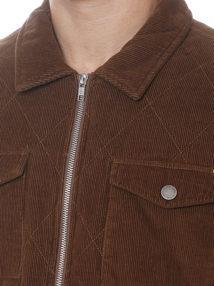 Brown Cotton Corduroy Shacket