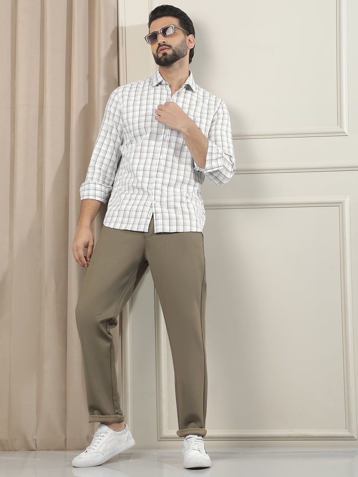 White Checked 100% Cotton Shirt
