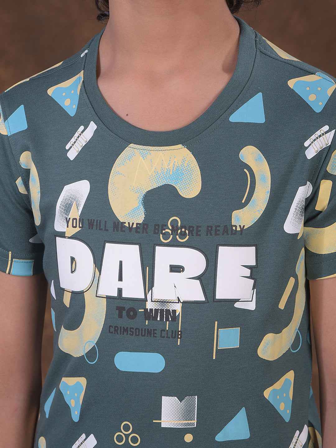 Green Typographic Print T-Shirt