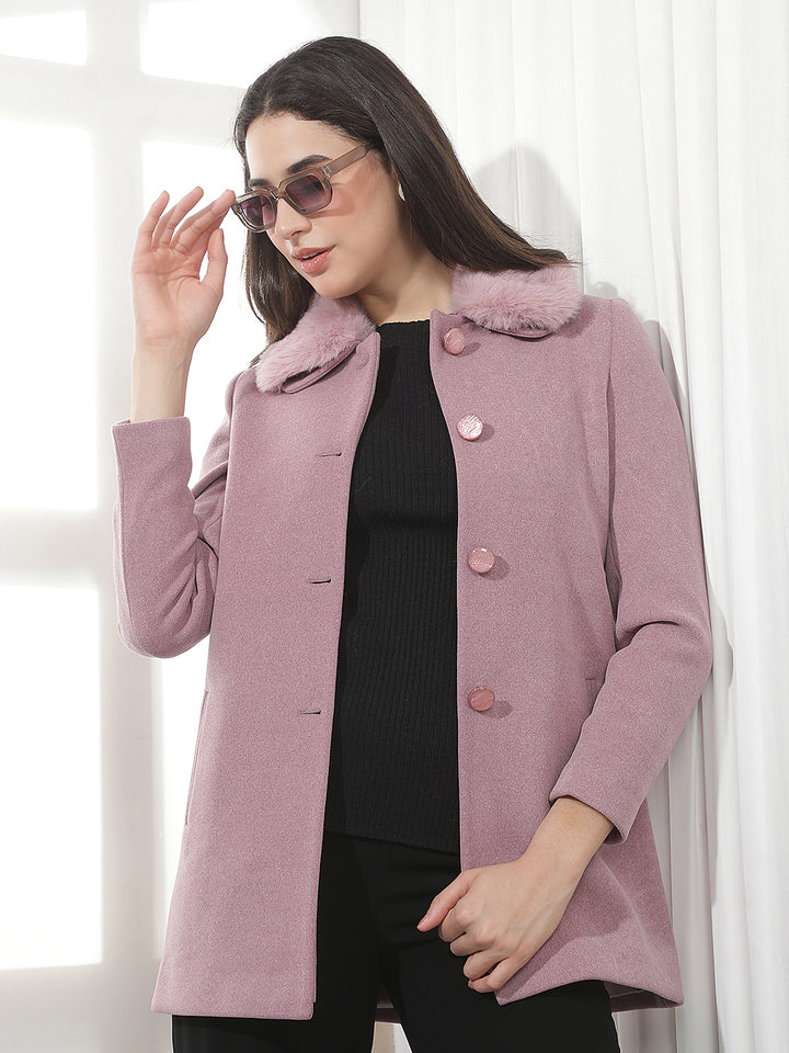 Purple Mid-Thigh Length Coat