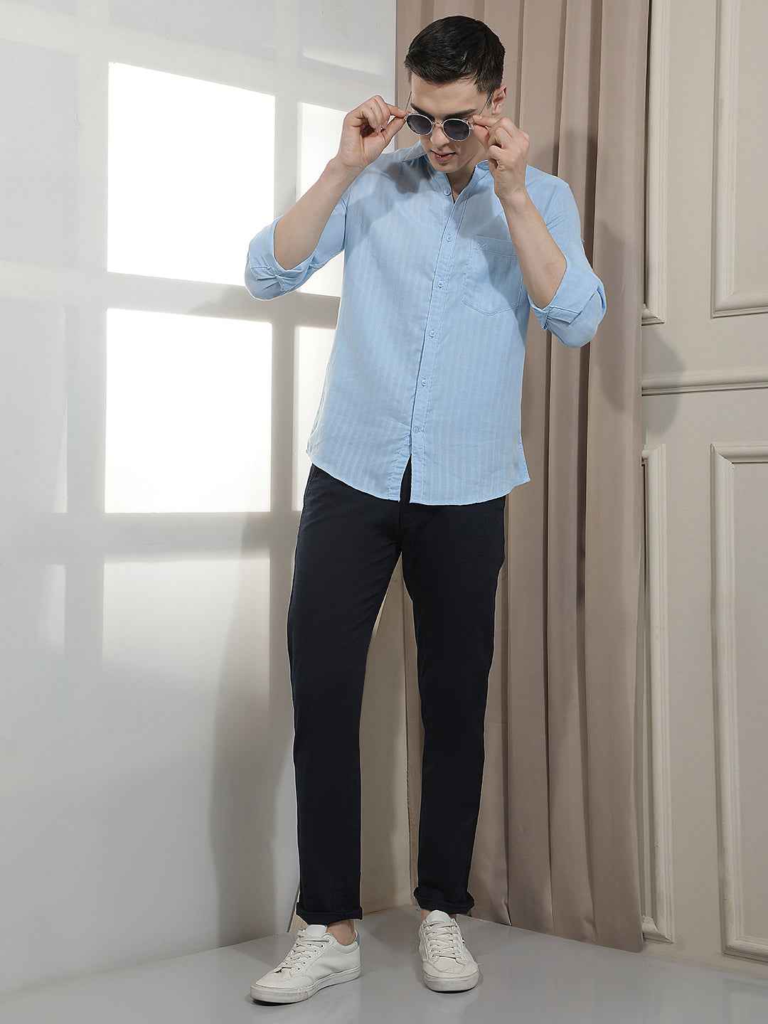 Blue Vertical Stripes Shirt