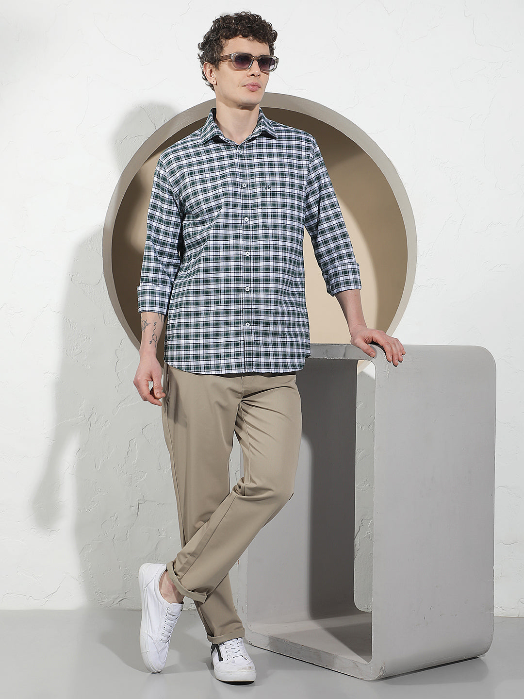 Green Checked 100% Cotton Shirt