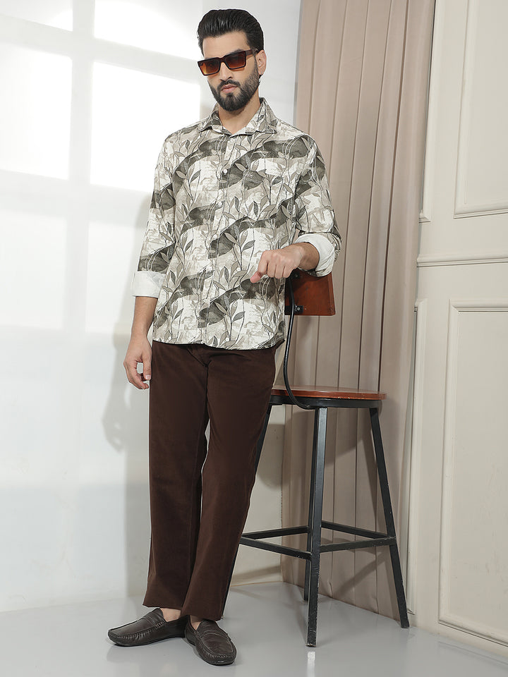 Brown Straight Corduroy Trousers