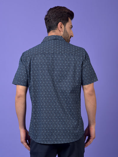 Navy Blue Printed Shirt