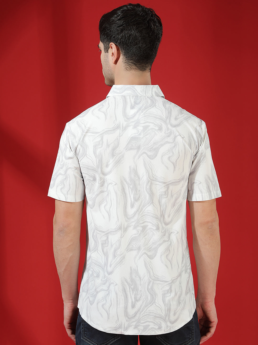 Grey Abstract Print Shirt