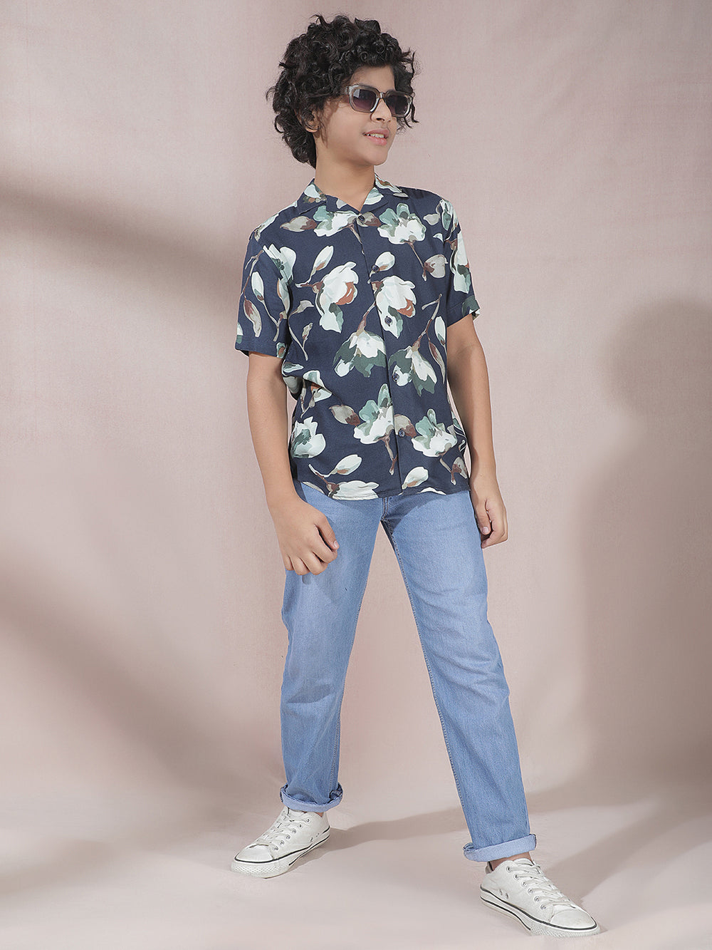 Green Floral Print 100% Cotton Shirt