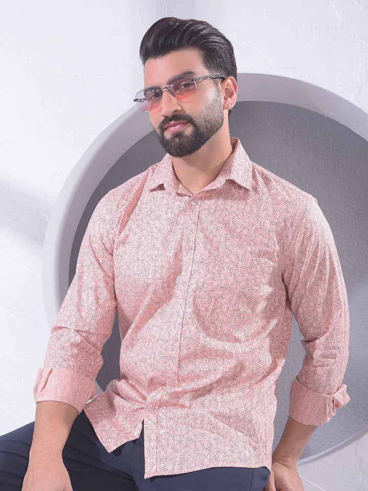 Peach Geometric Print Shirt