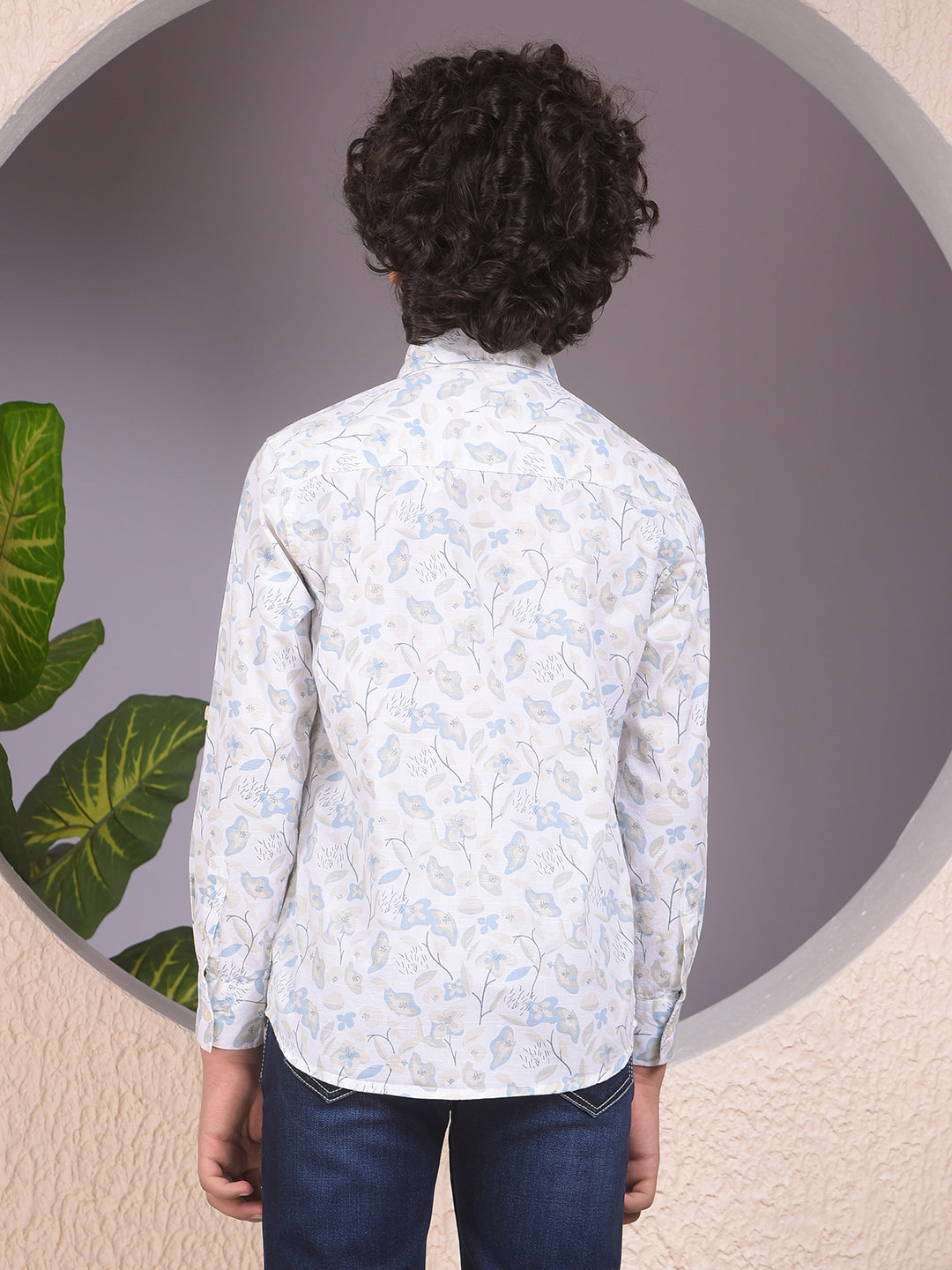 White Floral Print Shirt
