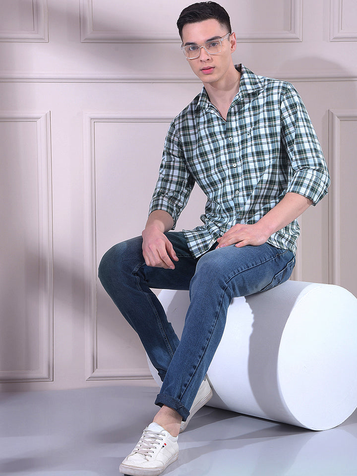 Green Checked 100% Cotton Shirt