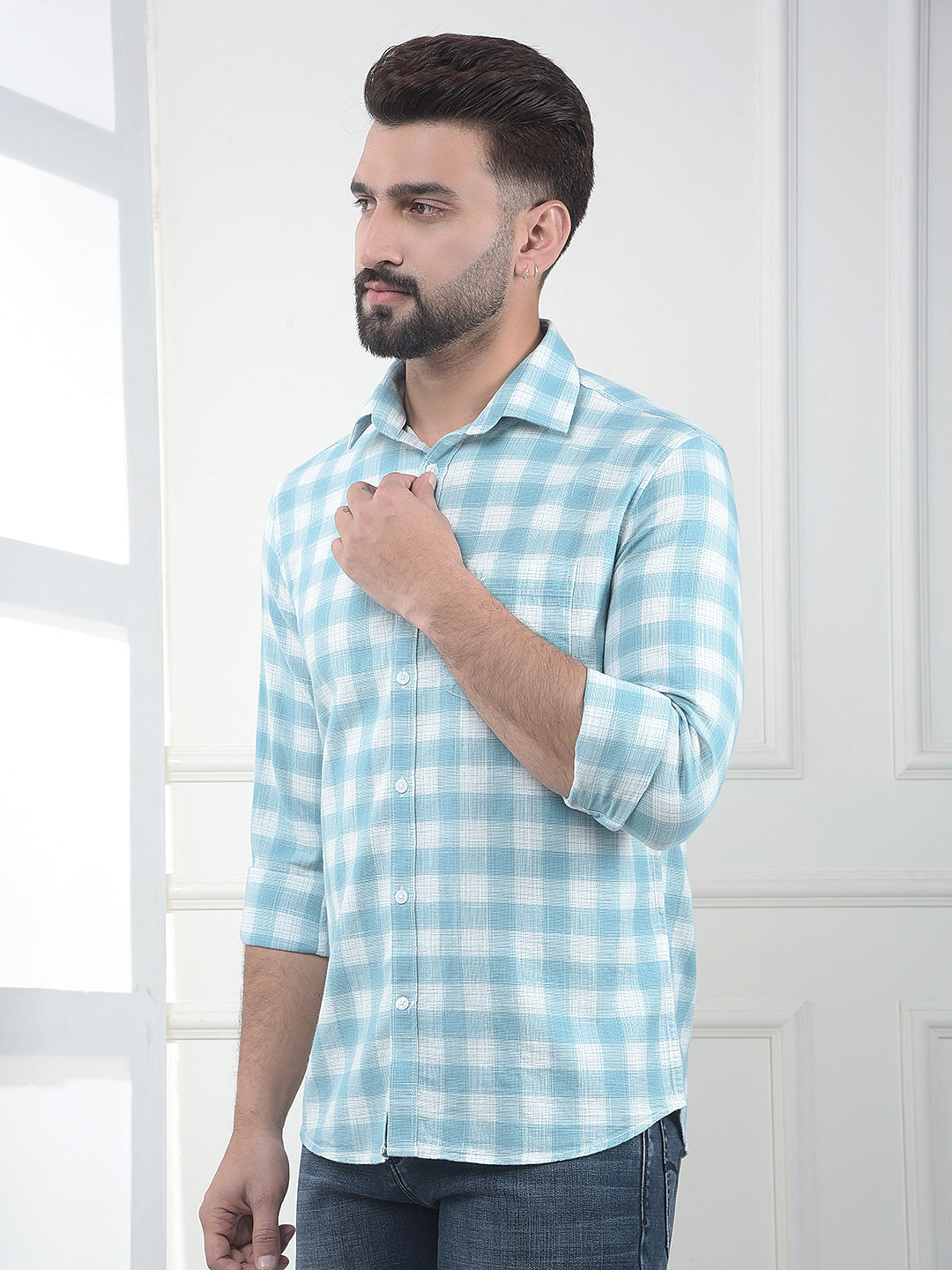 Green Checked 100% Cotton Shirt