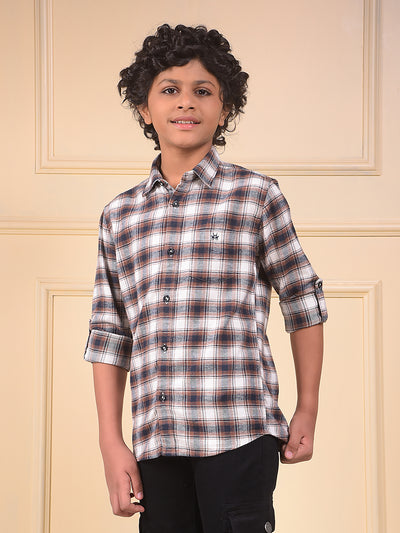 Brown Checked 100% Cotton Shirt