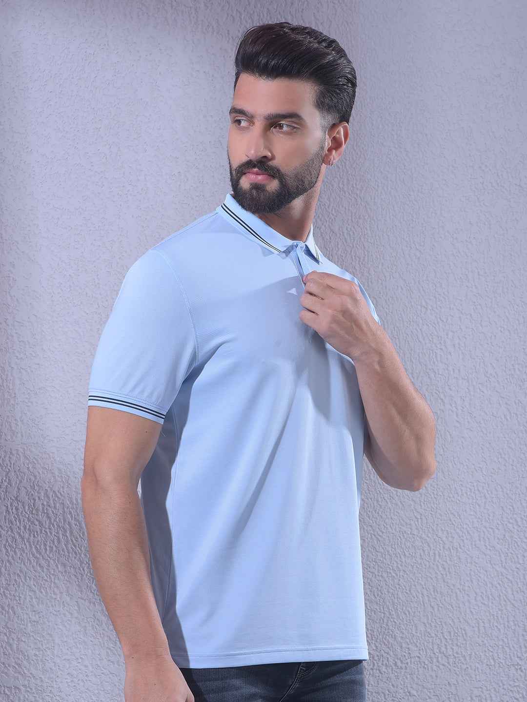 Blue Polo Neck T-Shirt