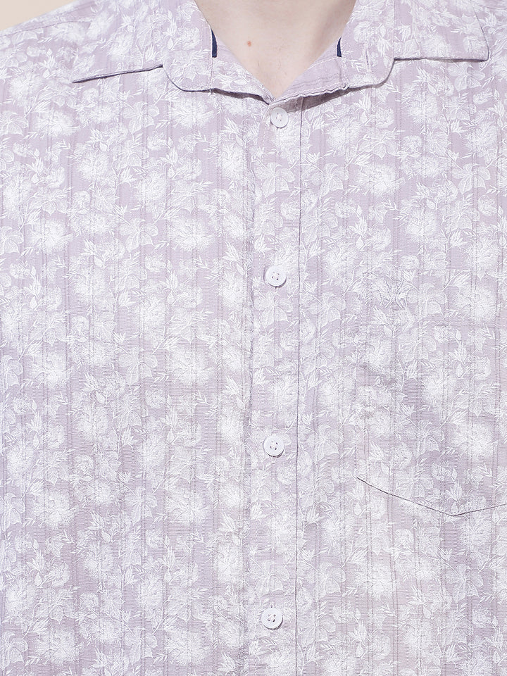 Purple Floral Print Shirt