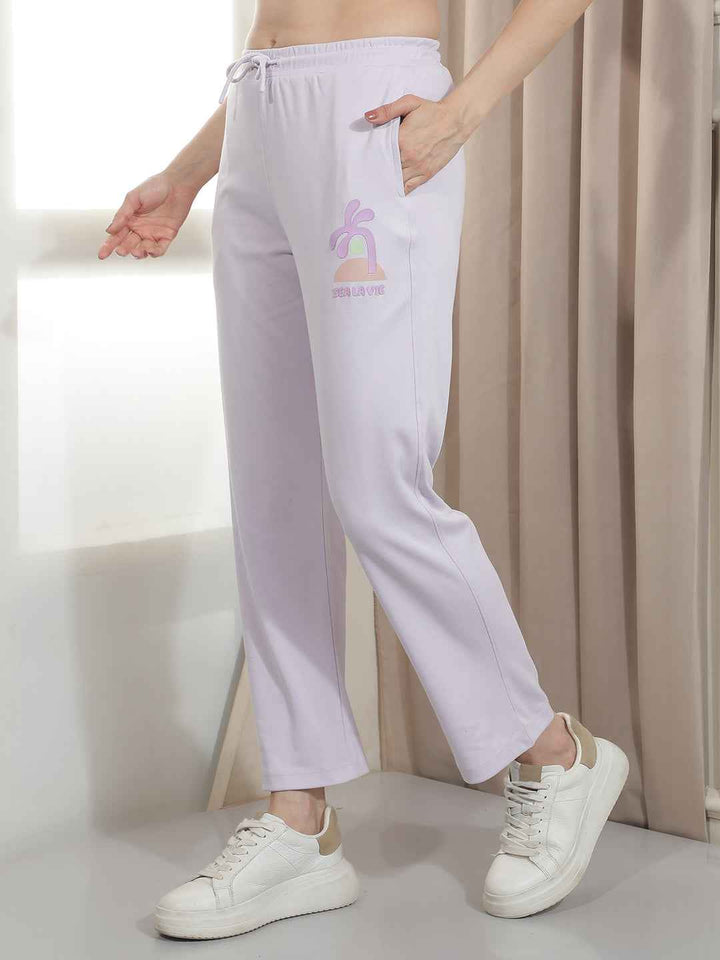 Purple Graphic Print Trackpants