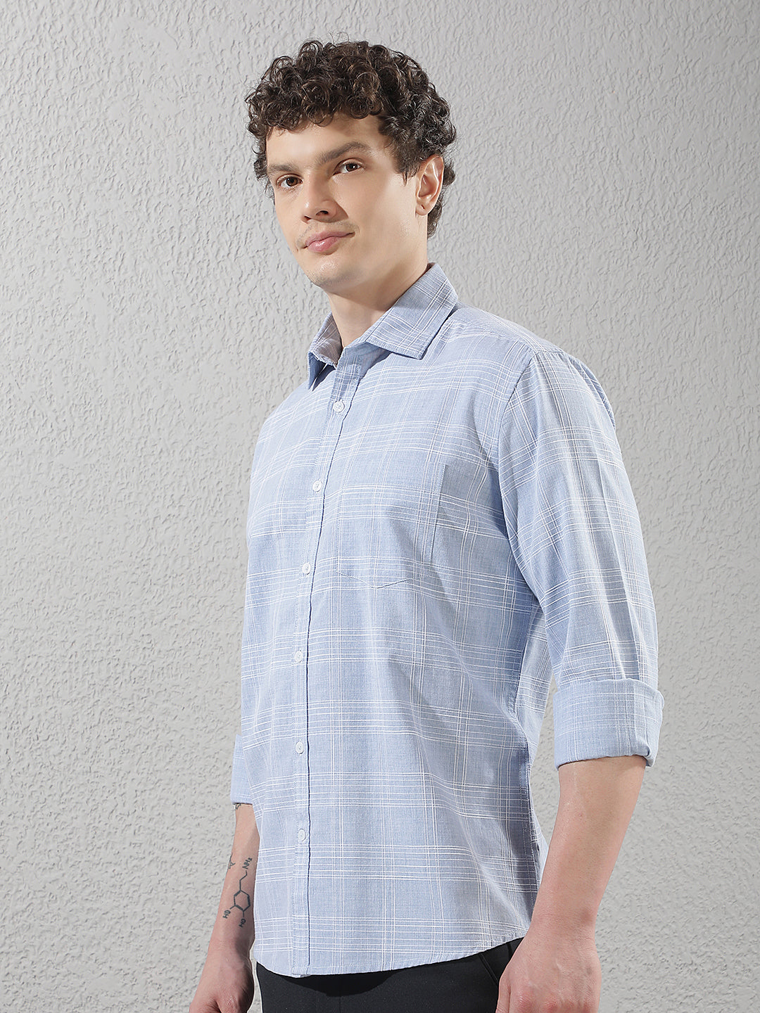 Sky Blue Checked Shirt