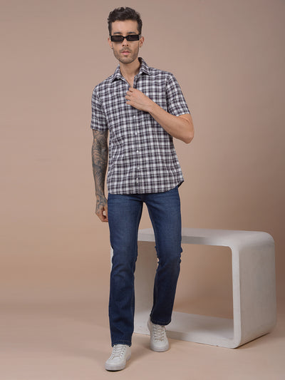 Purple Checked 100% Cotton Shirt