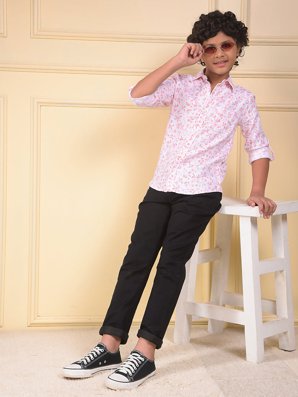 Peach Floral Print 100% Cotton Shirt