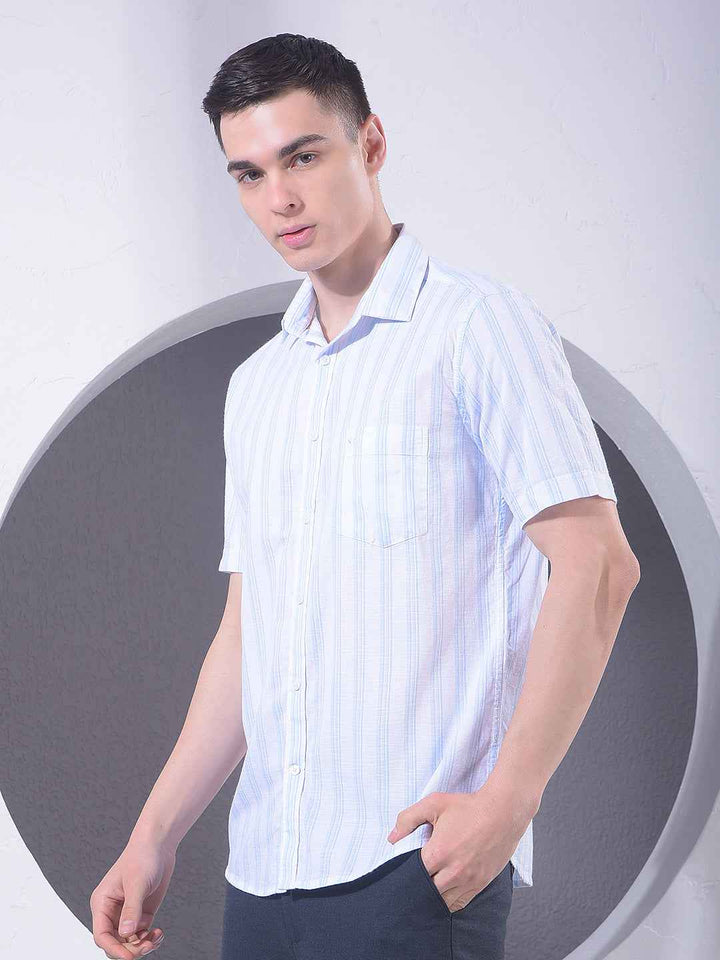 White Vertical Striped 100% Cotton Shirt