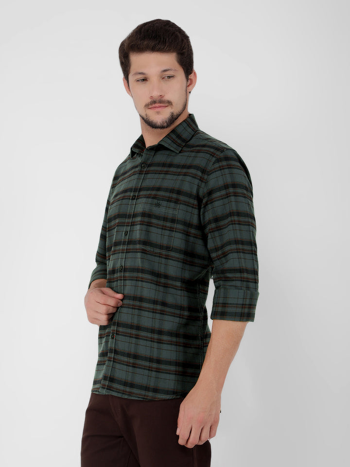 Grey 100% Cotton Checked Shirt-Men Shirts-Crimsoune Club