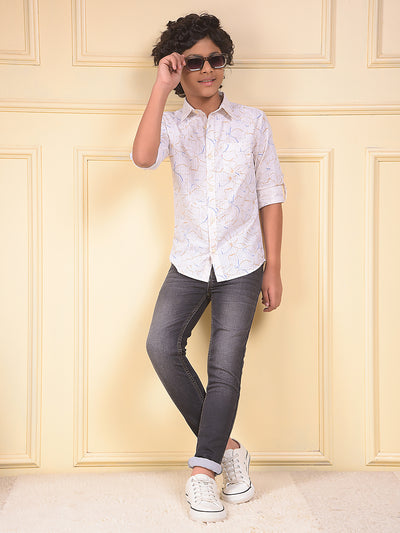 White Floral Print Shirt