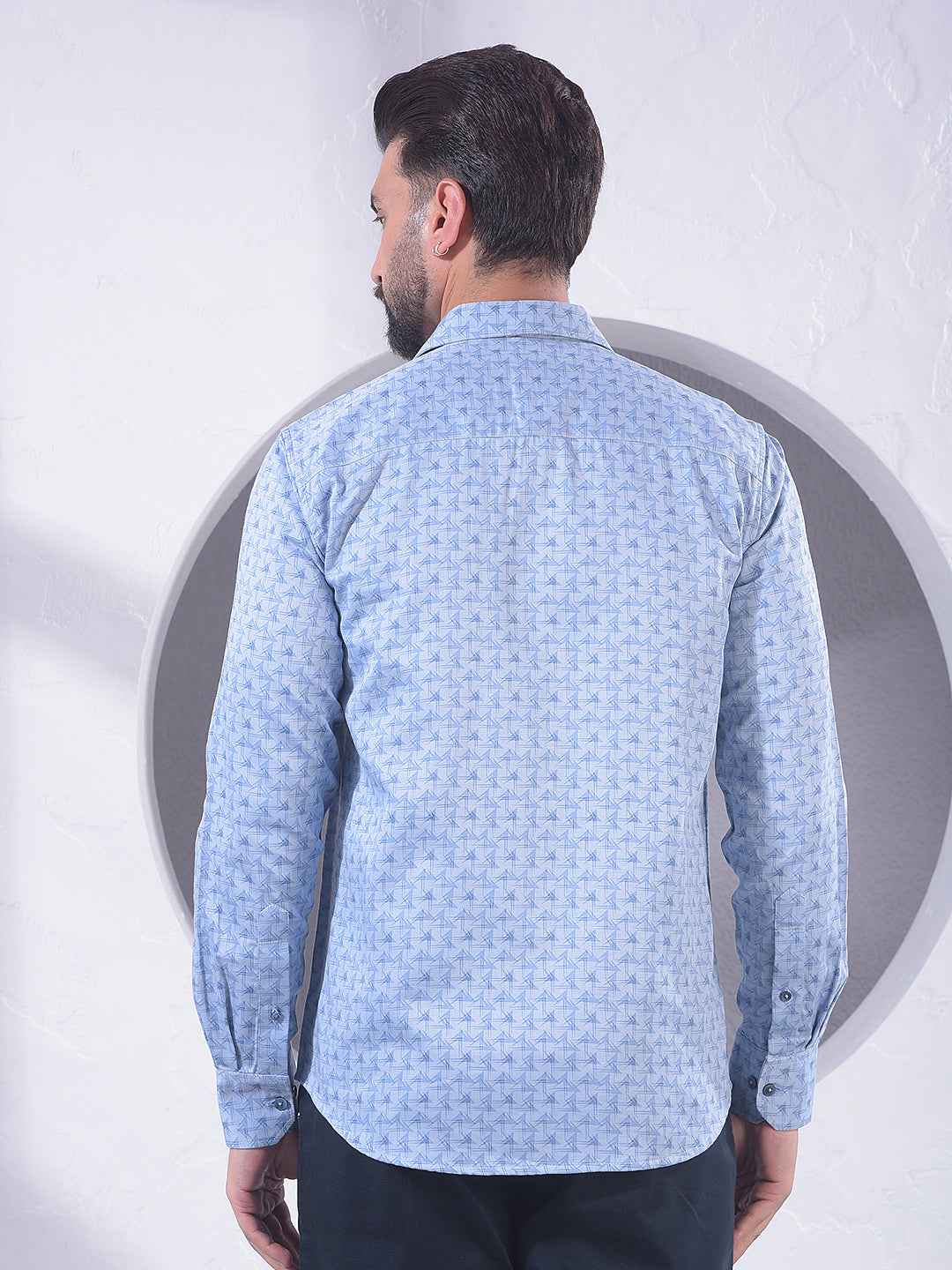 Blue Minimal Printed Shirt